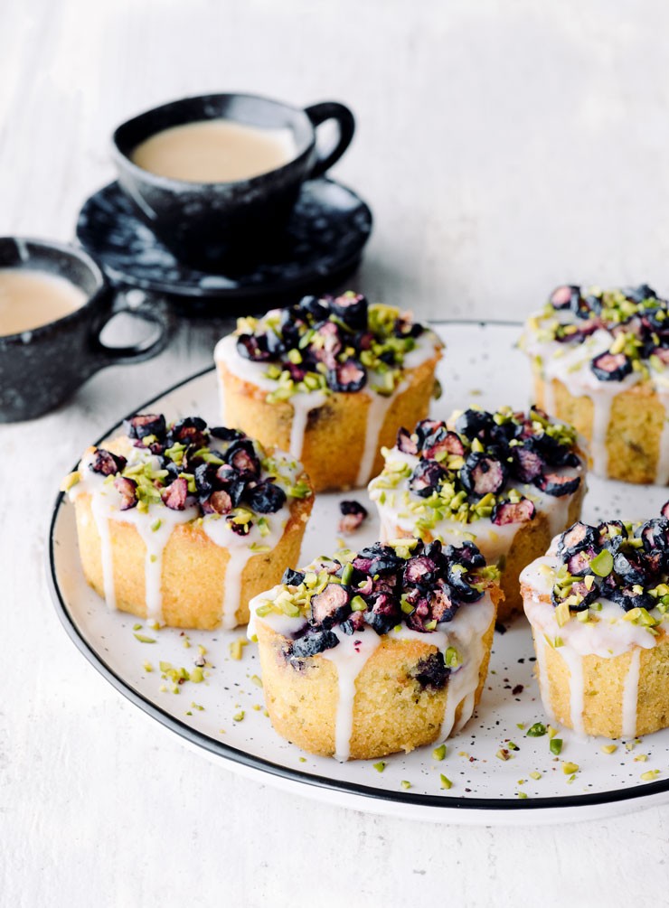 Polenta, Lime & Blueberry Cakes
