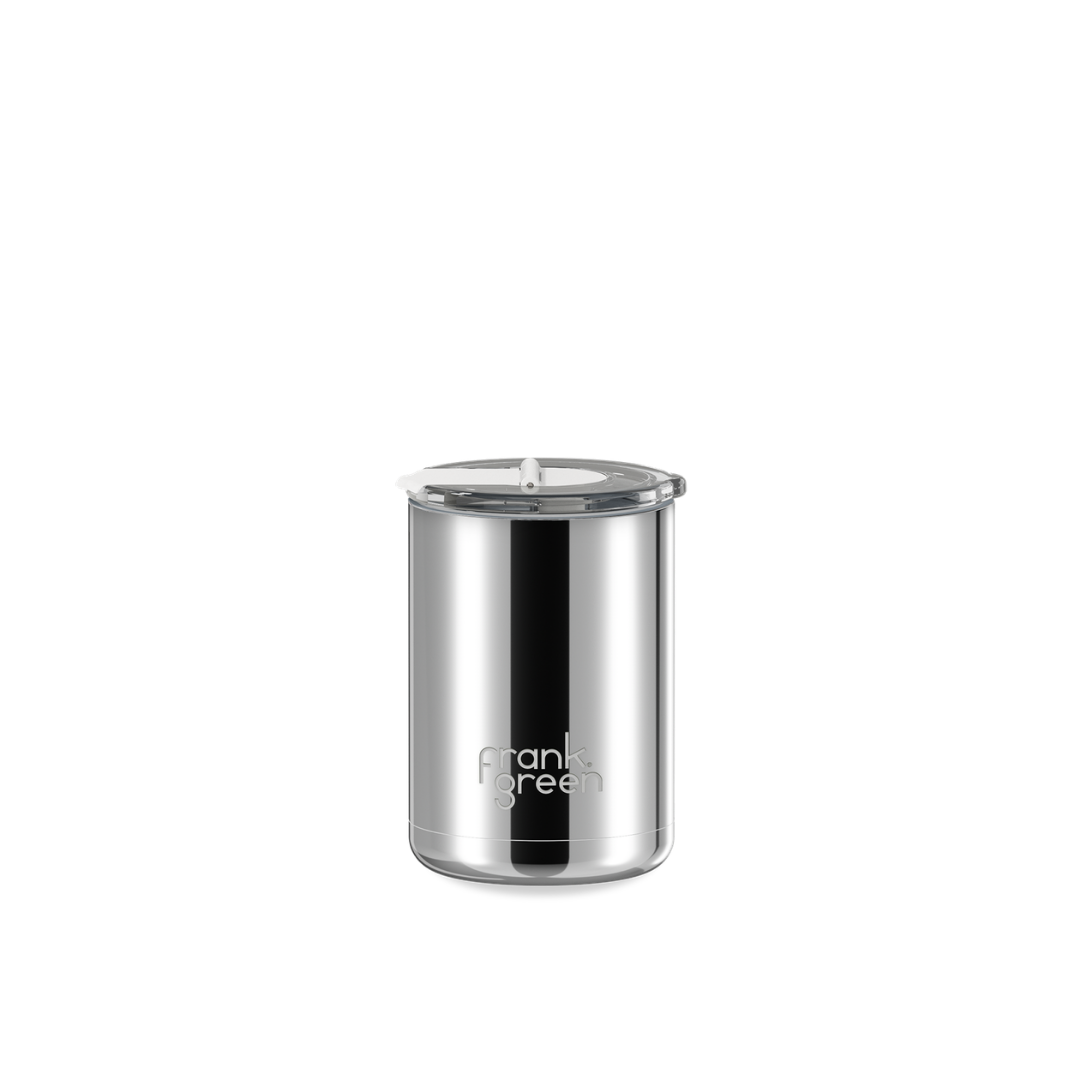 Frank Green Cup Hinged Lid Chrome Cloud 12oz
