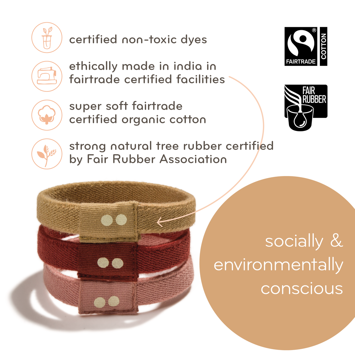 Plastic-free Biodegradable Hair Ties - Earth Tints