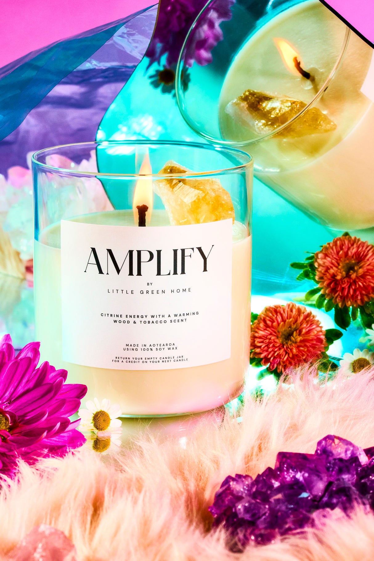 Crystal Candle Amplify Energy
