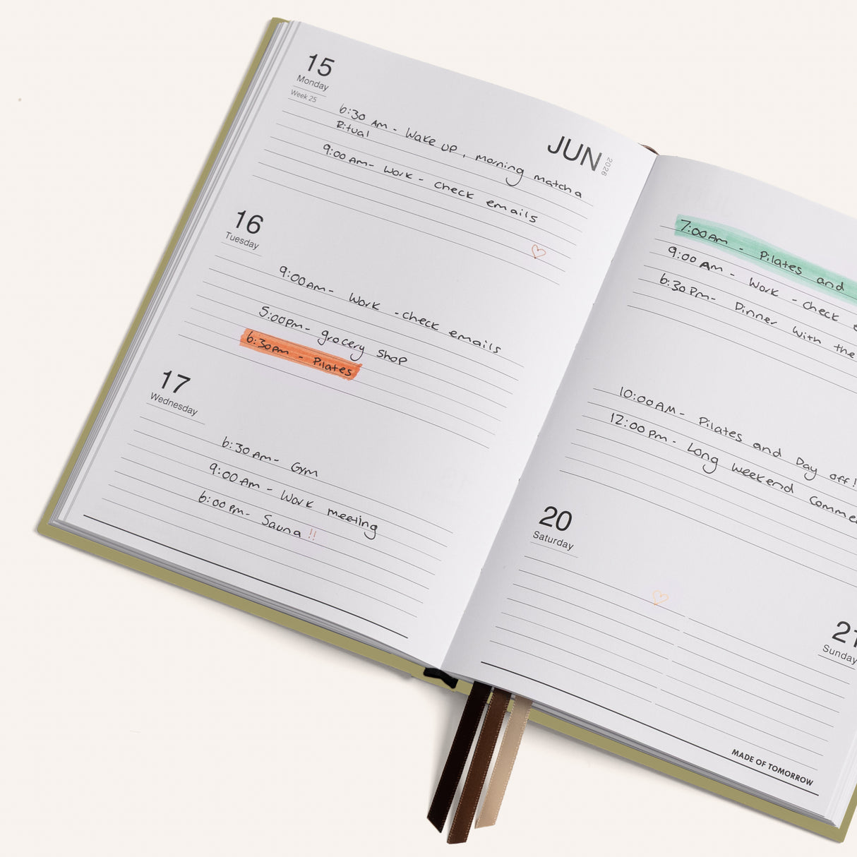 Made of Tomorrow Weekly Planner 2026 Matcha