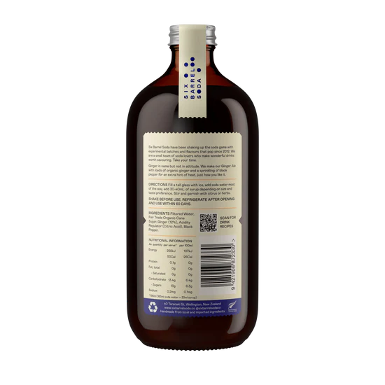 Six Barrel Soda Ginger Ale Soda Syrup