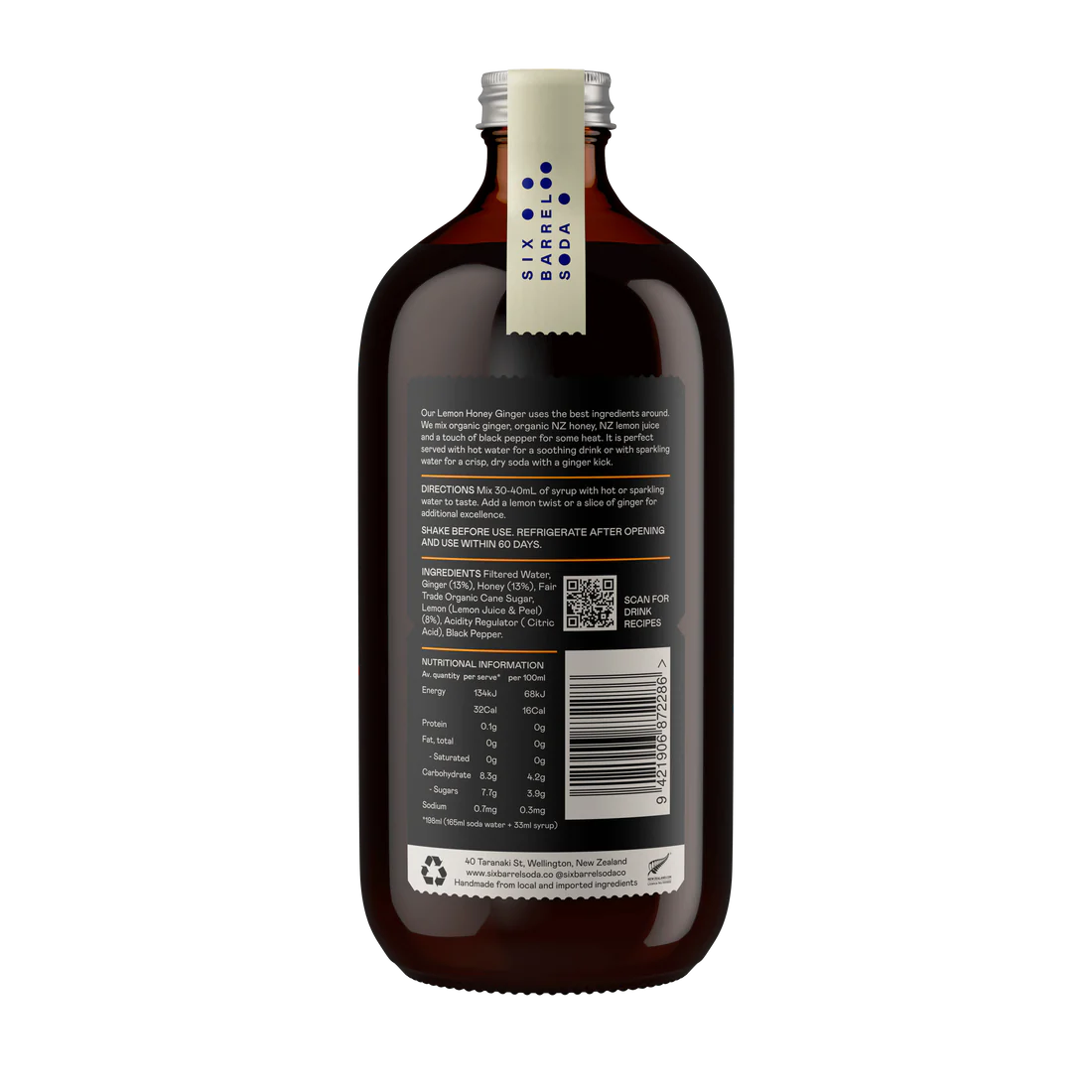 Six Barrel Soda Lemon Honey Ginger Syrup