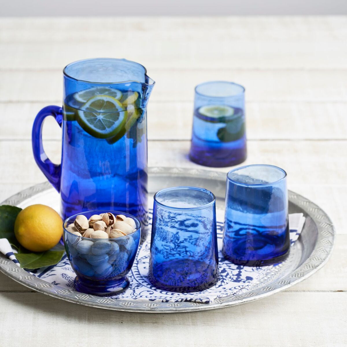 Beldi Wine/Water Glasses Cobalt Blue