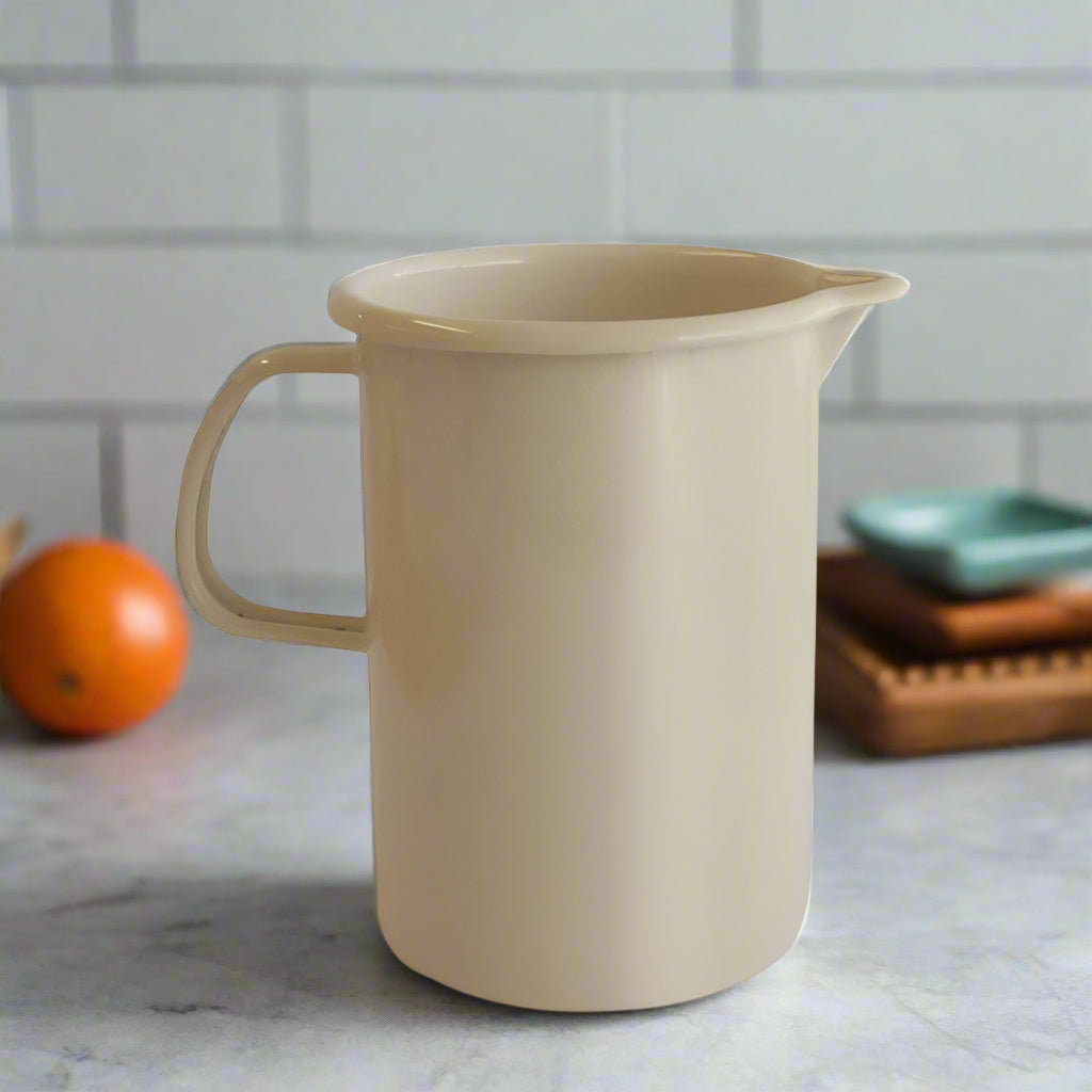 Enamel Measuring Jug Almond 1lt