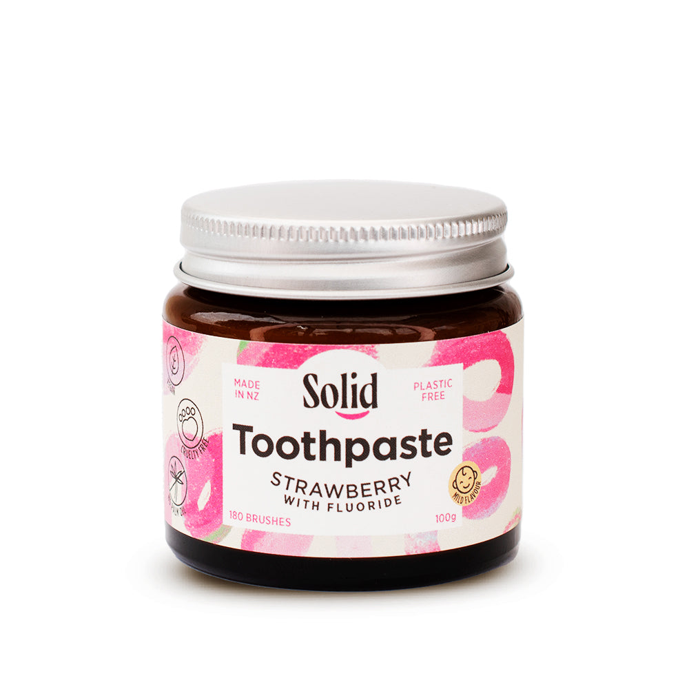 Solid Fluoride Toothpaste Jar 100g (Strawberry)