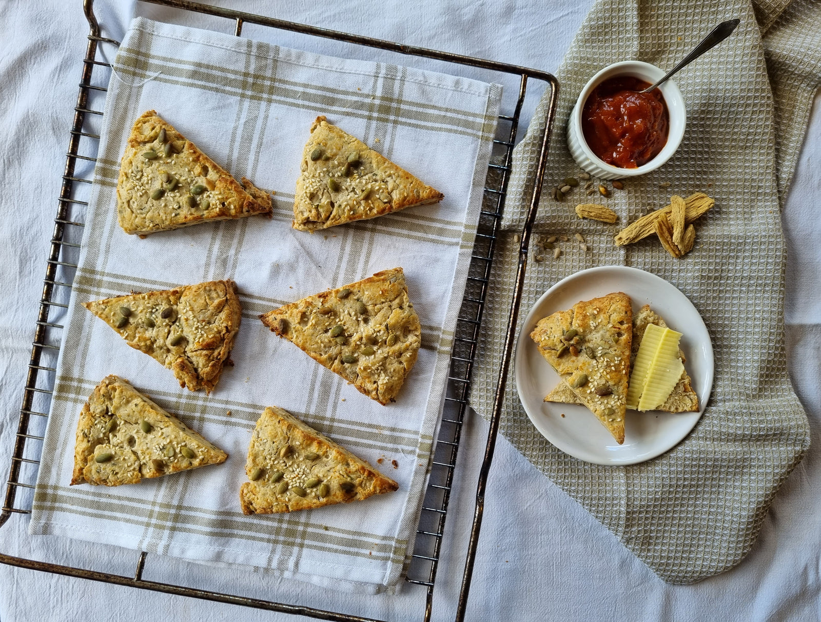 Savoury Vegan Chive & Seed Scones