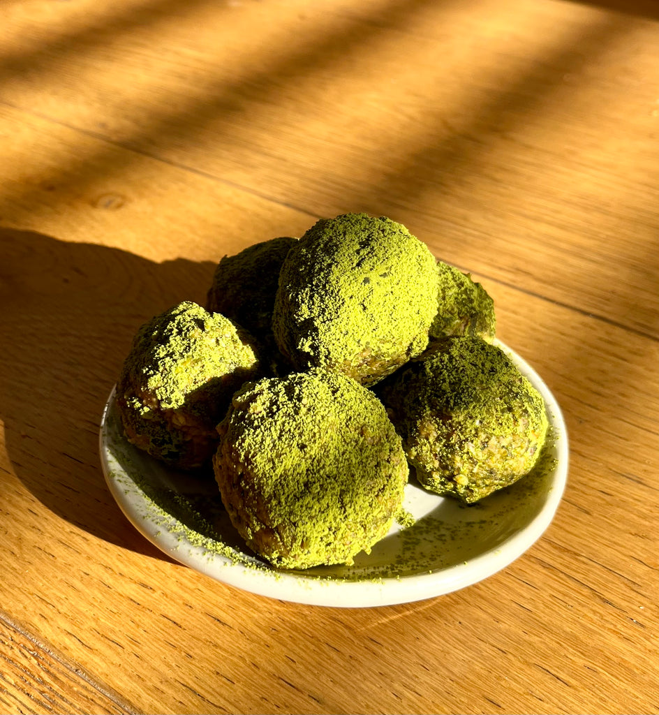 Spooky Matcha Peanut Energy Balls