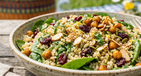 Crunchy Quinoa Salad with Cranberries, Toasted Almonds & Sumac