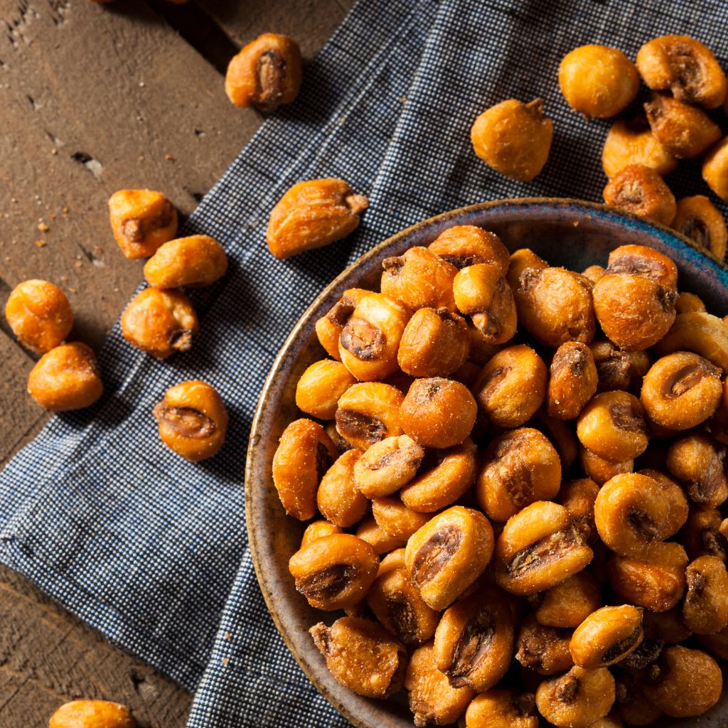 Golden corn nibbles in a bowl