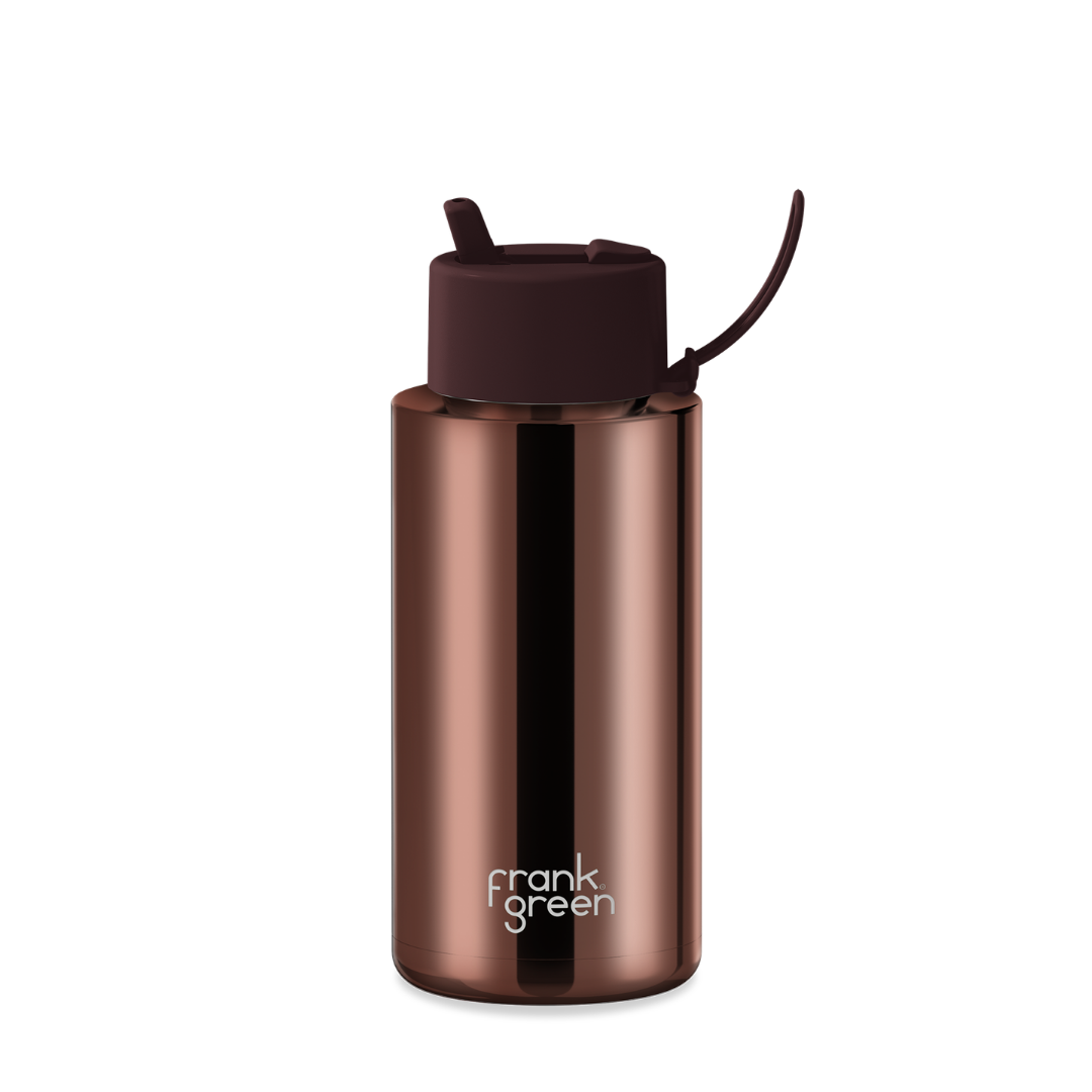 Frank Green 34oz Chocolate Chrome with Flip Straw Lid