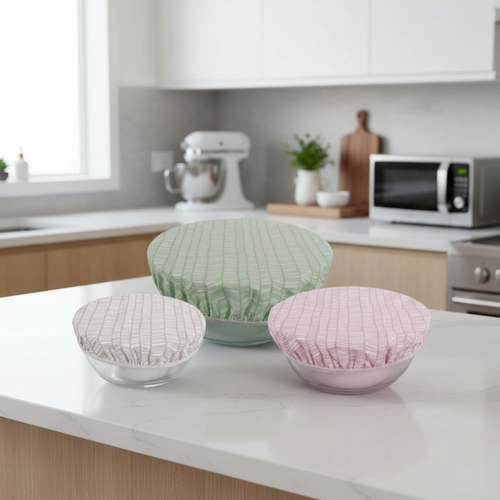 Elastic Cotton Bowl Covers - 3 Piece Set