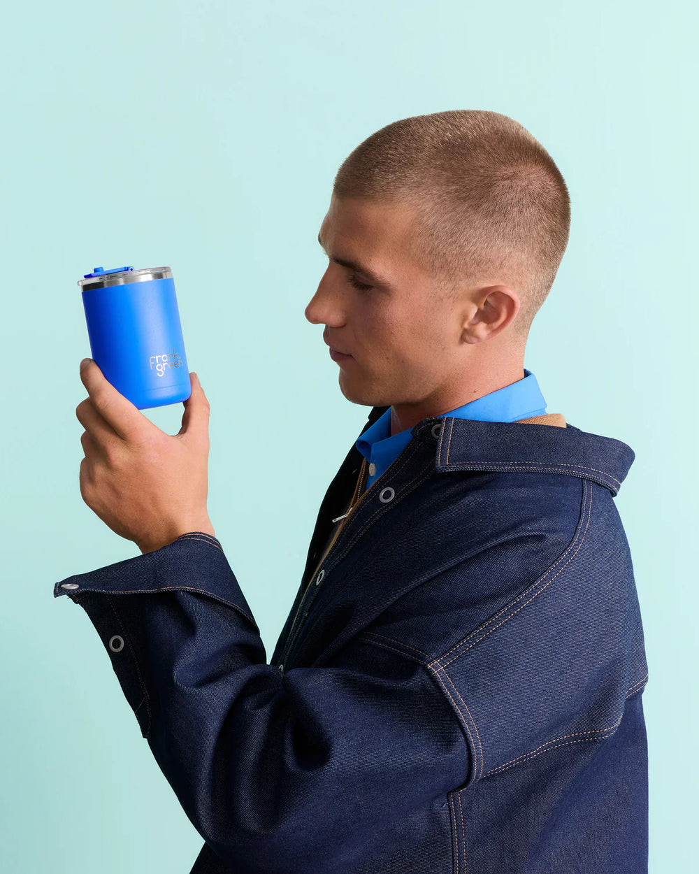 Frank Green Cup Hinged Lid Blue Lagoon 12oz
