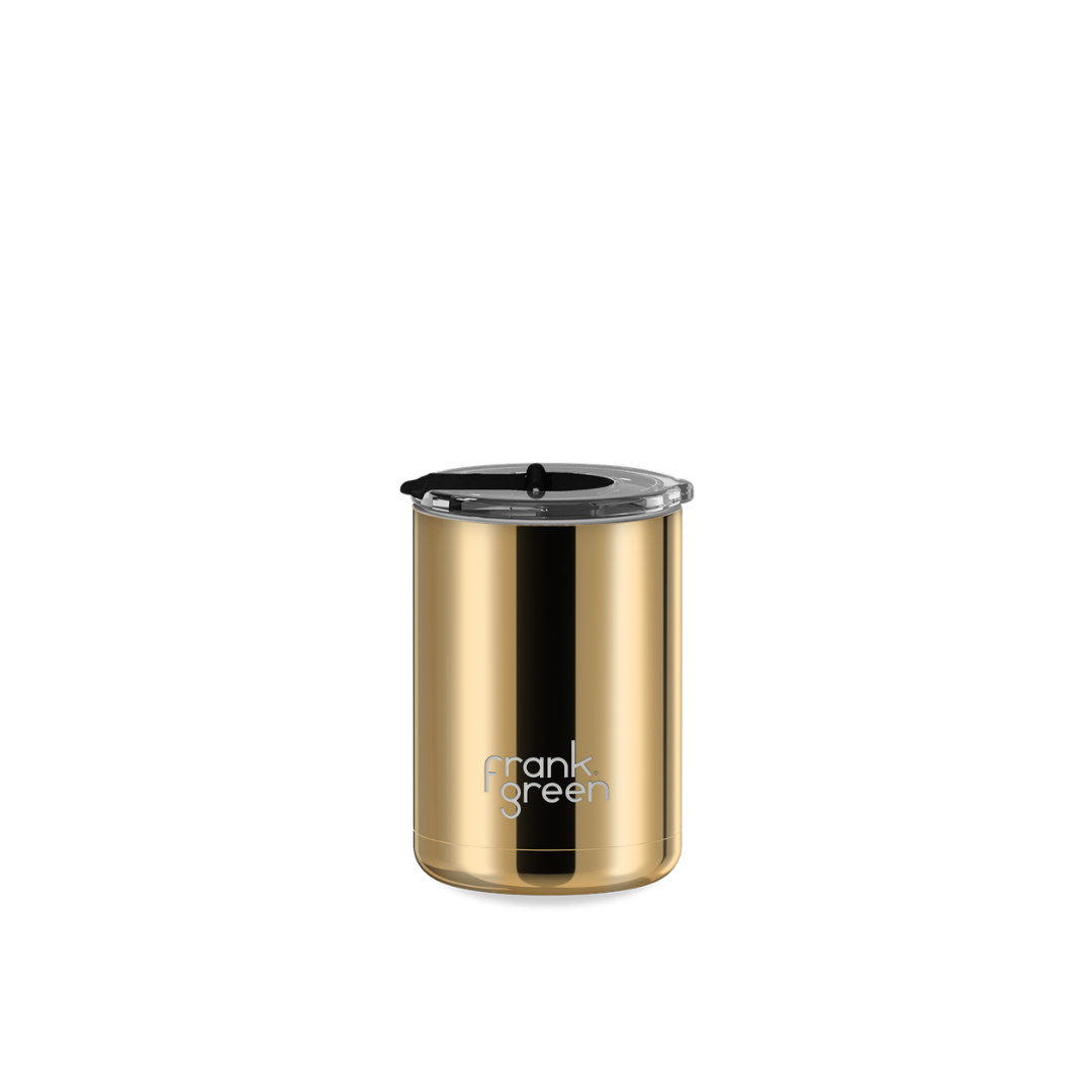 Frank Green Cup Hinged Lid Gold Chrome Midnight 12oz