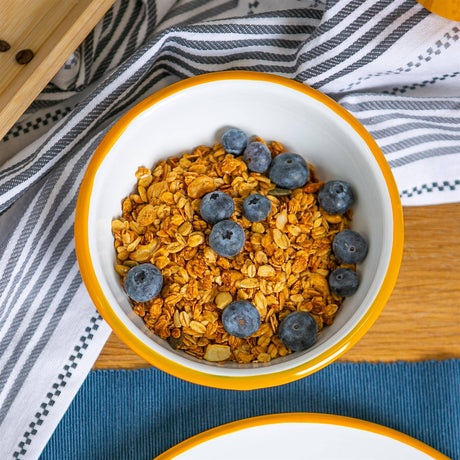White Enamel Bowl - 16cm - Yellow
