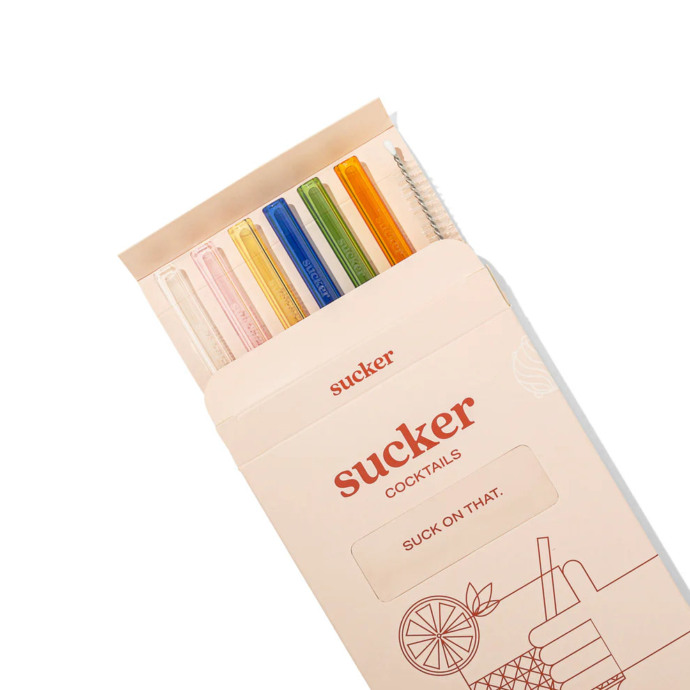 Reusable Glass Cocktail Straws - Multi Colour