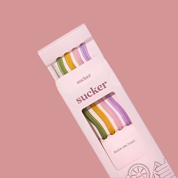 Wavy Reusable Glass Straws