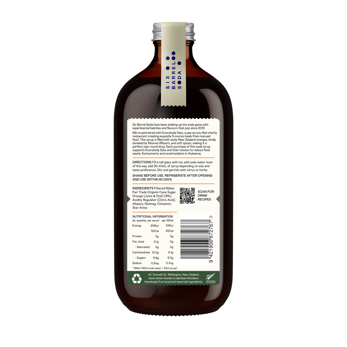 Six Barrel Soda Spiced Orange Syrup - Limited Edition
