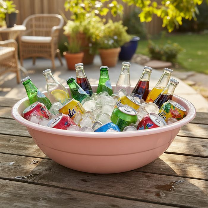 Large Enamel Basin in Clay Pink 40cm