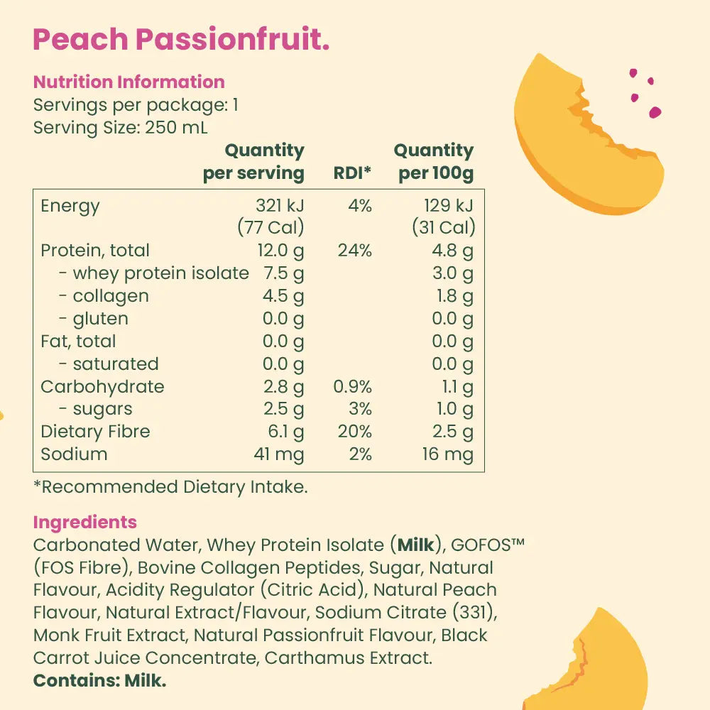 Nothing Naughty Protein & Prebiotic Peach Soda 250ml